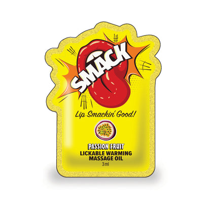 LITTLE GENIE - SMACK LICKABLE MASSAGE OIL 3 ML POUCH PASSION FRUIT 36-PIECE DISPLAY