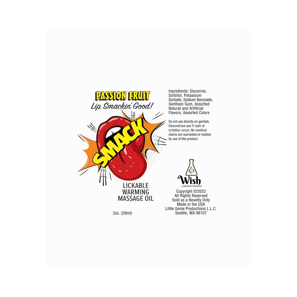 LITTLE GENIE - SMACK LICKABLE MASSAGE OIL 3 ML POUCH PASSION FRUIT 36-PIECE DISPLAY