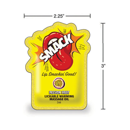 LITTLE GENIE - SMACK LICKABLE MASSAGE OIL 3 ML POUCH PASSION FRUIT 36-PIECE DISPLAY