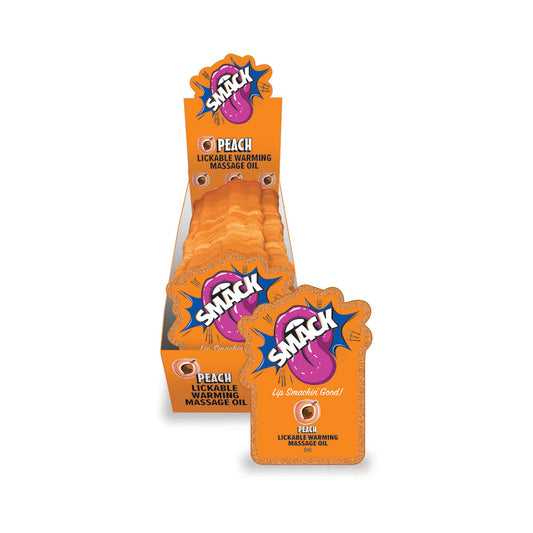LITTLE GENIE - SMACK LICKABLE MASSAGE OIL 3 ML POUCH PEACH 36-PIECE DISPLAY
