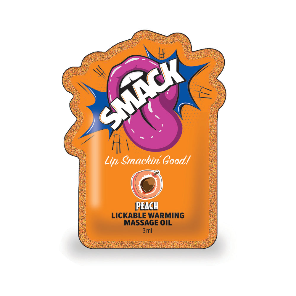 LITTLE GENIE - SMACK LICKABLE MASSAGE OIL 3 ML POUCH PEACH 36-PIECE DISPLAY