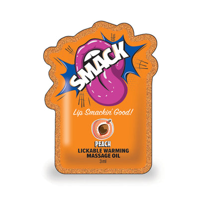 LITTLE GENIE - SMACK LICKABLE MASSAGE OIL 3 ML POUCH PEACH 36-PIECE DISPLAY