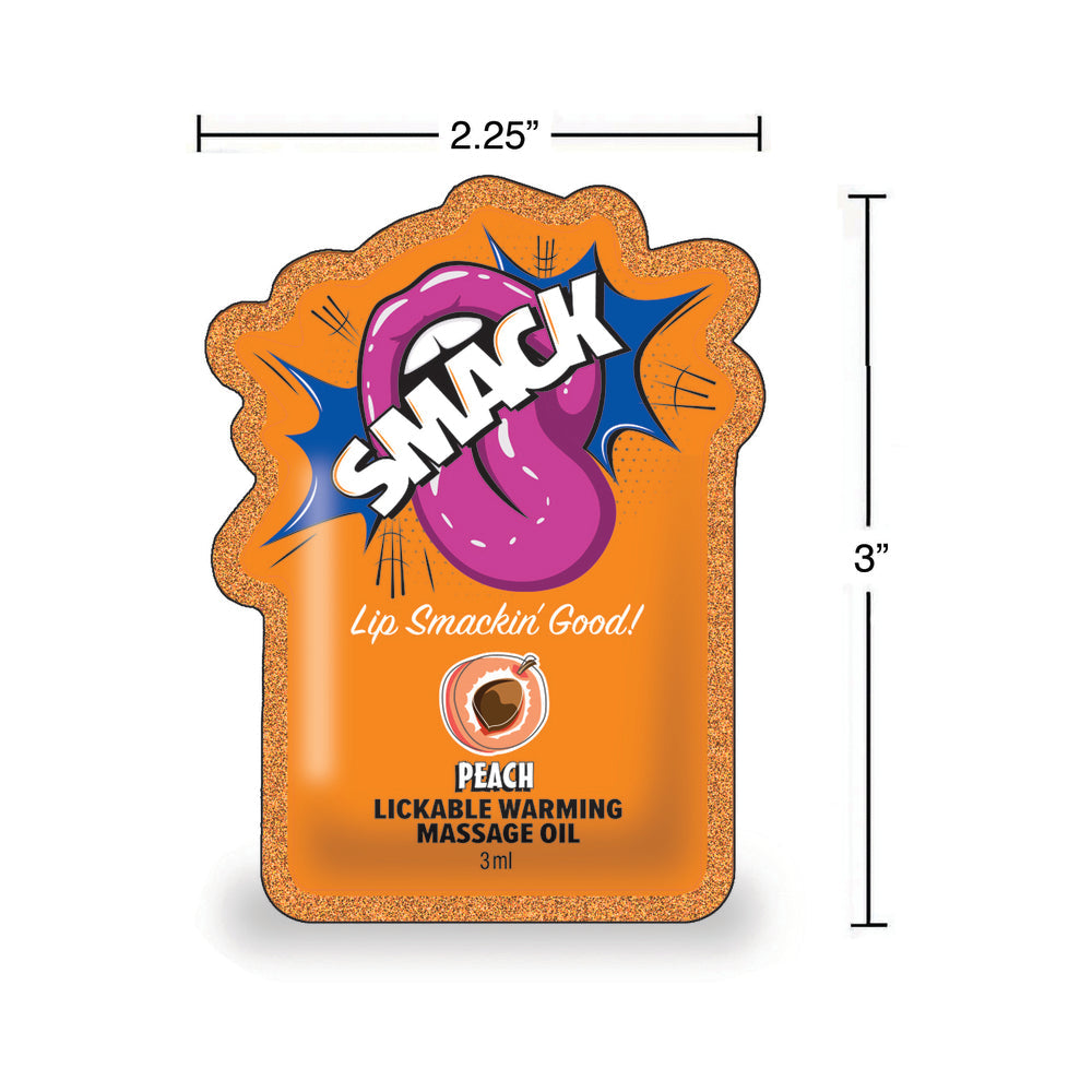 LITTLE GENIE - SMACK LICKABLE MASSAGE OIL 3 ML POUCH PEACH 36-PIECE DISPLAY