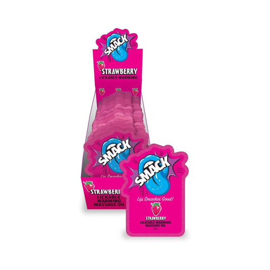 LITTLE GENIE - SMACK LICKABLE MASSAGE OIL 3 ML POUCH STRAWBERRY 36-PIECE DISPLAY