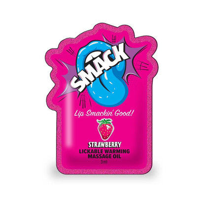 LITTLE GENIE - SMACK LICKABLE MASSAGE OIL 3 ML POUCH STRAWBERRY 36-PIECE DISPLAY
