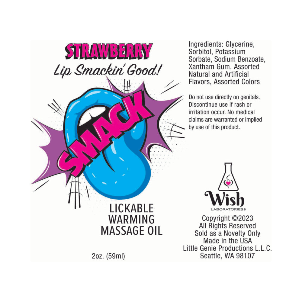 LITTLE GENIE - SMACK LICKABLE MASSAGE OIL 3 ML POUCH STRAWBERRY 36-PIECE DISPLAY