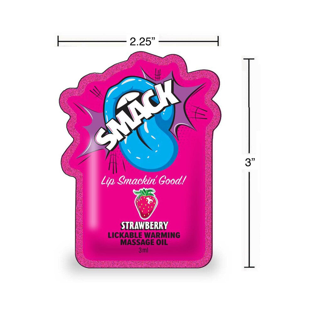 LITTLE GENIE - SMACK LICKABLE MASSAGE OIL 3 ML POUCH STRAWBERRY 36-PIECE DISPLAY