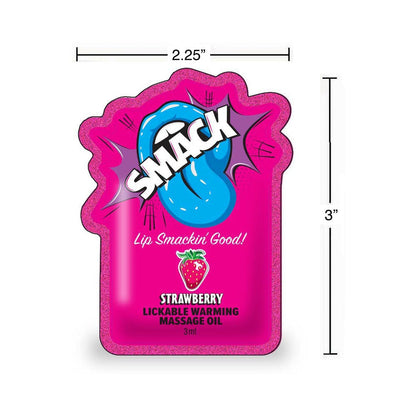LITTLE GENIE - SMACK LICKABLE MASSAGE OIL 3 ML POUCH STRAWBERRY 36-PIECE DISPLAY