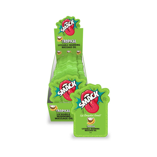 LITTLE GENIE - SMACK LICKABLE MASSAGE OIL 3 ML POUCH TROPICAL 36-PIECE DISPLAY