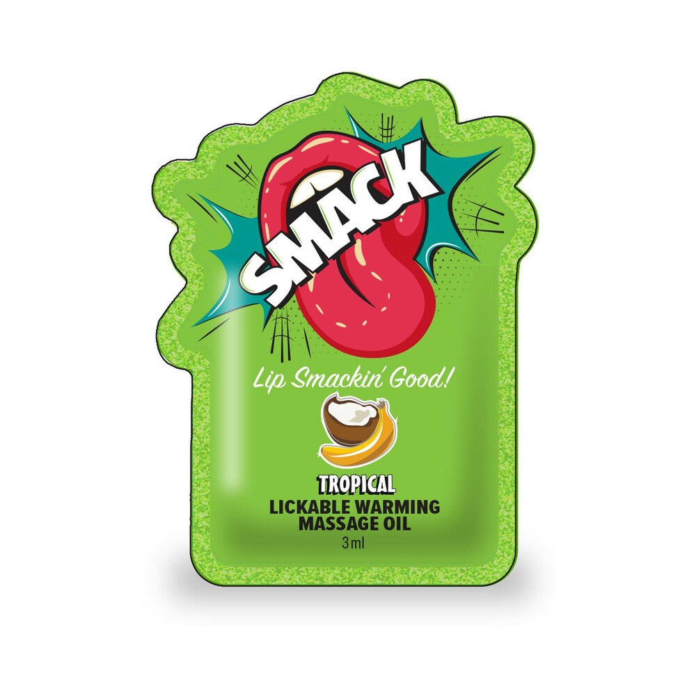 LITTLE GENIE - SMACK LICKABLE MASSAGE OIL 3 ML POUCH TROPICAL 36-PIECE DISPLAY