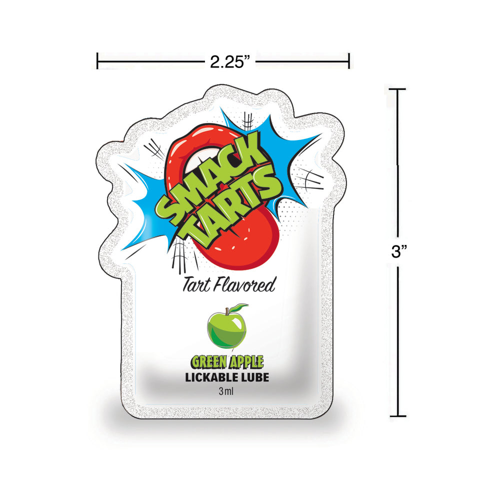 LITTLE GENIE - SMACK TARTS LICKABLE LUBE SOUR GREEN APPLE 3 ML POUCH  36-PIECE DISPLAY