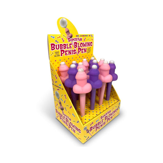 LITTLE GENIE - SUPER FUN BUBBLE BLOWING PENIS PEN 12-PIECE DISPLAY