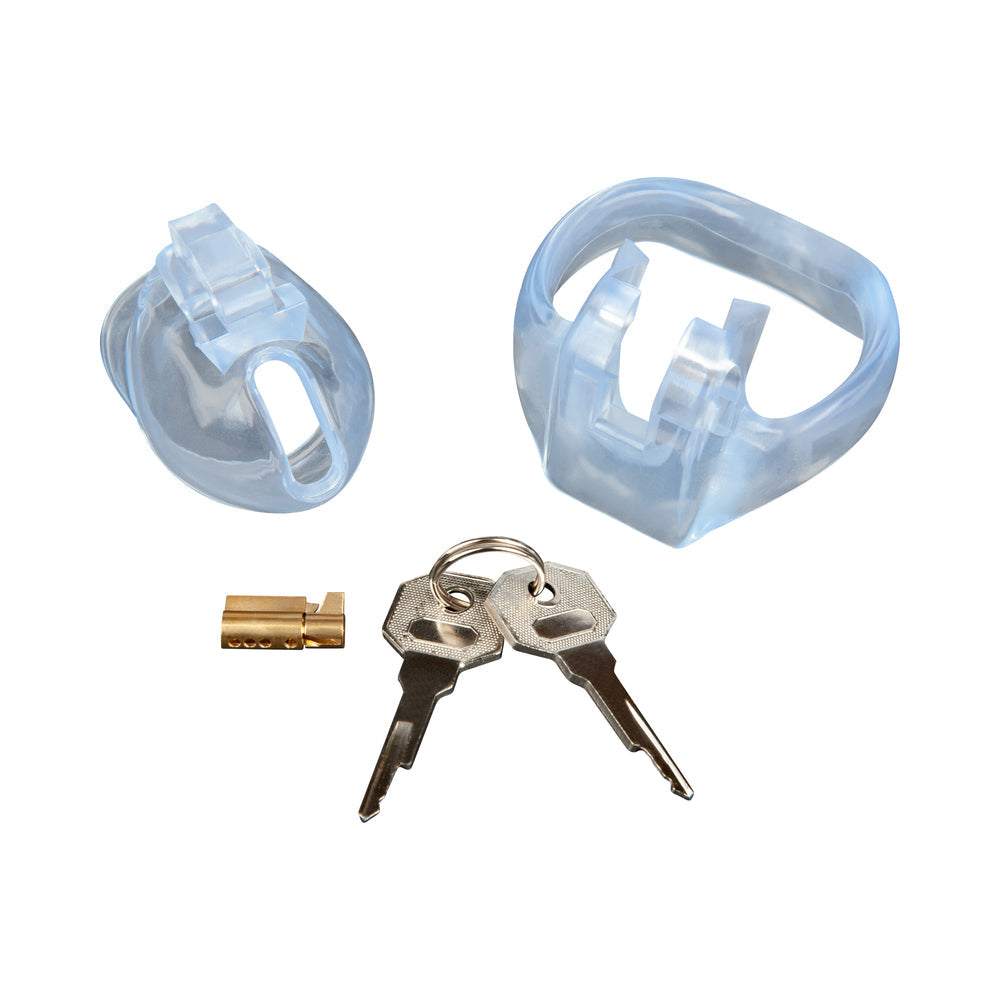 ELECTRIC EEL - BLUE LINE SMALL DICK ACRYLIC MINI CHASTITY CAGE