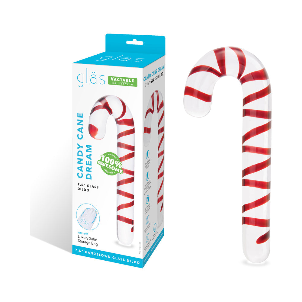 GLAS CANDY CANE DREAM 7.5 IN. GLASS DILDO