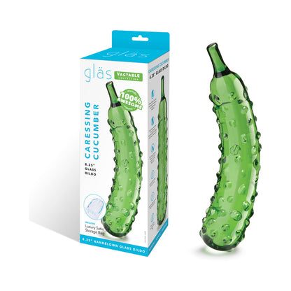 GLAS CARESSING CUCUMBER 8.25 IN. GLASS DILDO