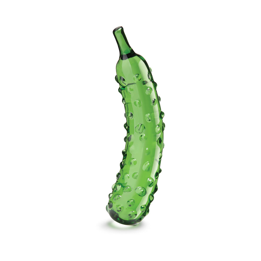 GLAS CARESSING CUCUMBER 8.25 IN. GLASS DILDO
