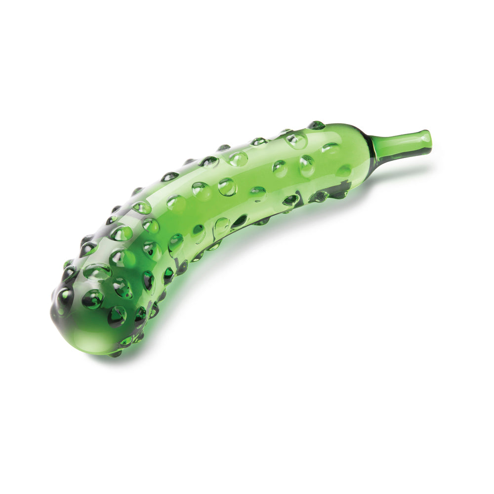 GLAS CARESSING CUCUMBER 8.25 IN. GLASS DILDO