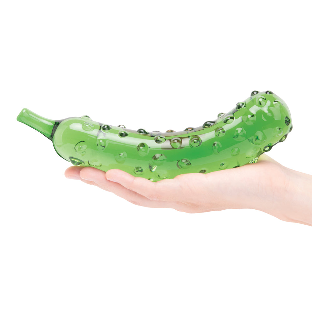 GLAS CARESSING CUCUMBER 8.25 IN. GLASS DILDO