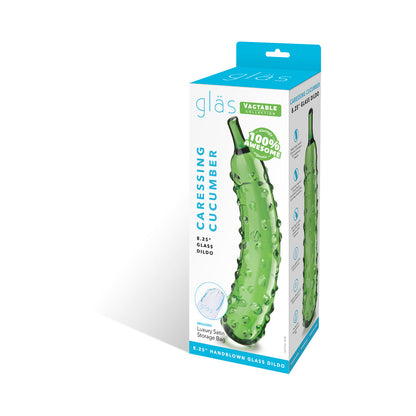 GLAS CARESSING CUCUMBER 8.25 IN. GLASS DILDO