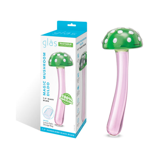 GLAS MAGIC MUSHROOM DILDO 7.5 IN. GLASS DILDO