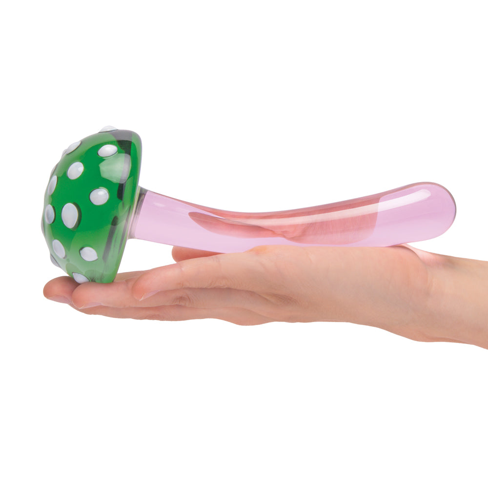 GLAS MAGIC MUSHROOM DILDO 7.5 IN. GLASS DILDO