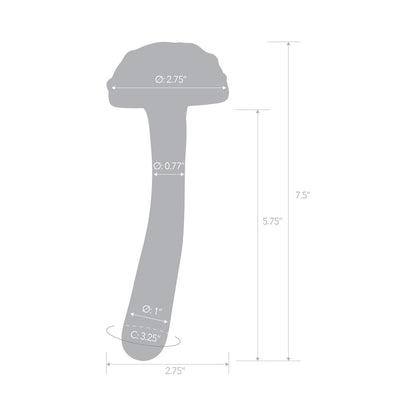 GLAS MAGIC MUSHROOM DILDO 7.5 IN. GLASS DILDO