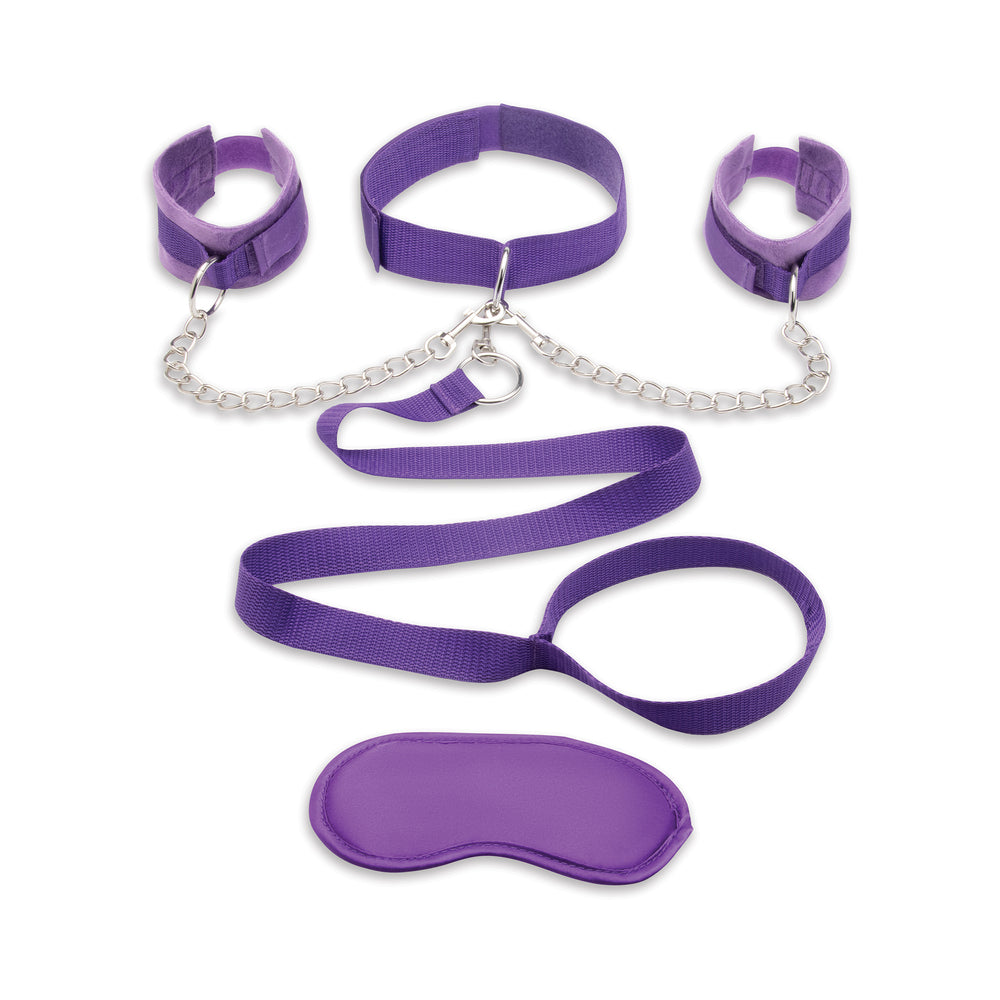 LUX FETISH COLLAR CUFFS & LEASH SET WITH REMOVABLE CUFFS AND LEASH