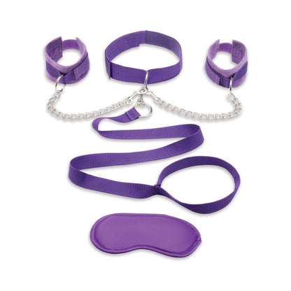 LUX FETISH COLLAR CUFFS & LEASH SET WITH REMOVABLE CUFFS AND LEASH
