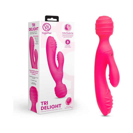 TOGETHER TRI DELIGHT DUAL-ENDED TRIPLE STIM WAND & RABBIT VIBRATOR