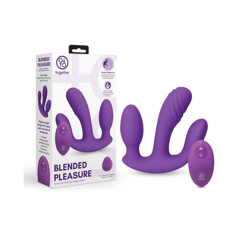 TOGETHER BLENDED PLEASURE REMOTE CONTROLLED TRIPLE-PRONGED VIBRATOR