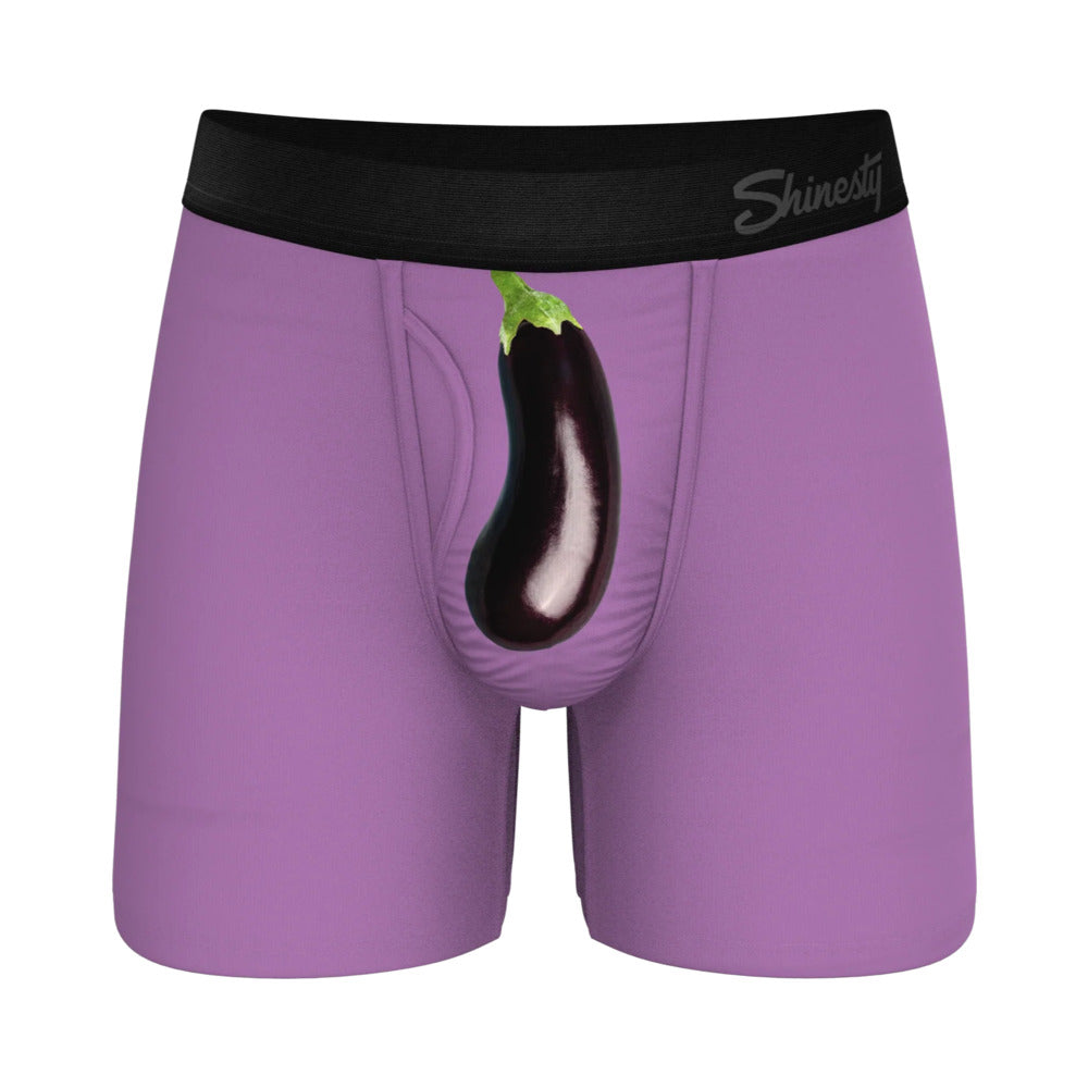 SHINESTY - THE DOUBLE ENTENDRE EGGPLANT BALL HAMMOCK POUCH UNDERWEAR WITH FLY