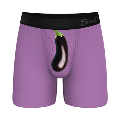 SHINESTY - THE DOUBLE ENTENDRE EGGPLANT BALL HAMMOCK POUCH UNDERWEAR WITH FLY