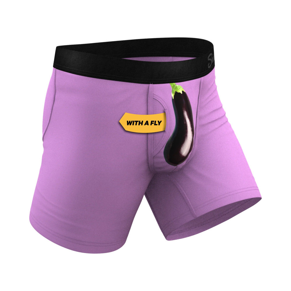 SHINESTY - THE DOUBLE ENTENDRE EGGPLANT BALL HAMMOCK POUCH UNDERWEAR WITH FLY