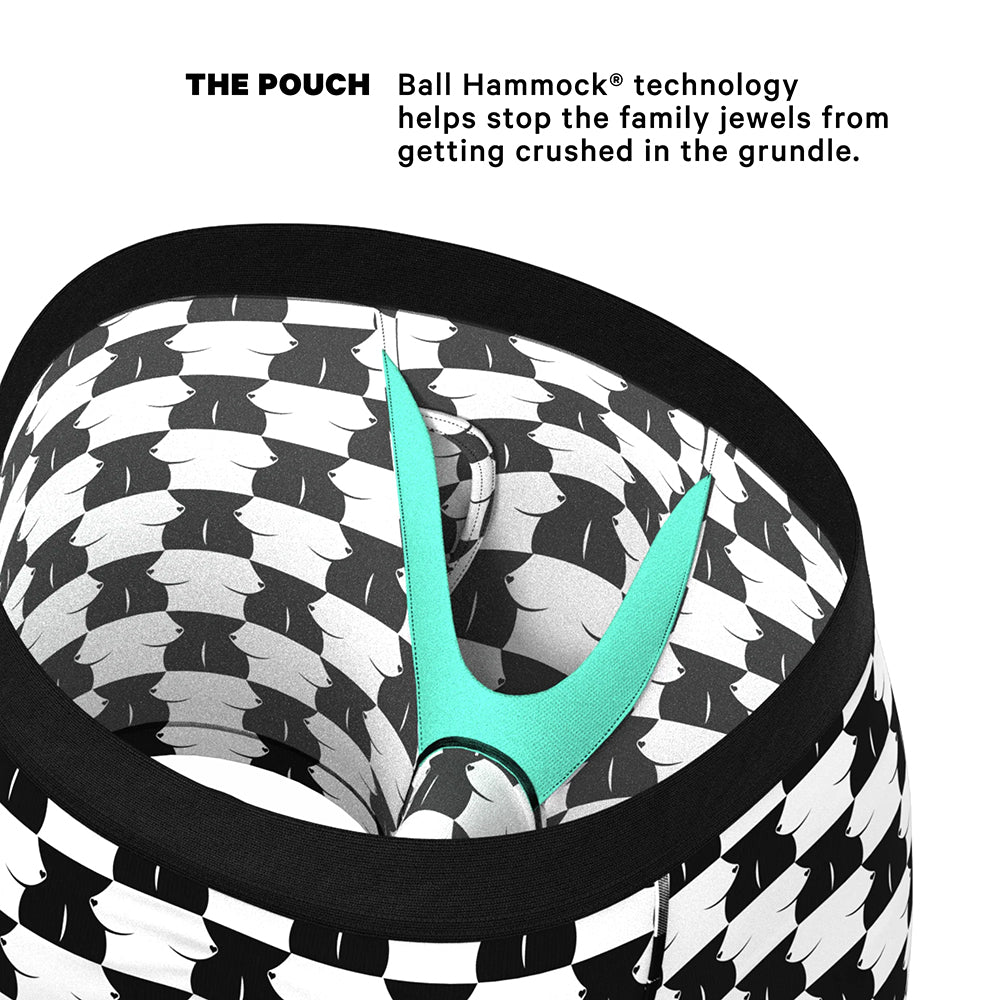 SHINESTY THE CHEST MATE CHECKERED BALL HAMMOCK POUCH UNDERWEAR WITH FLY S