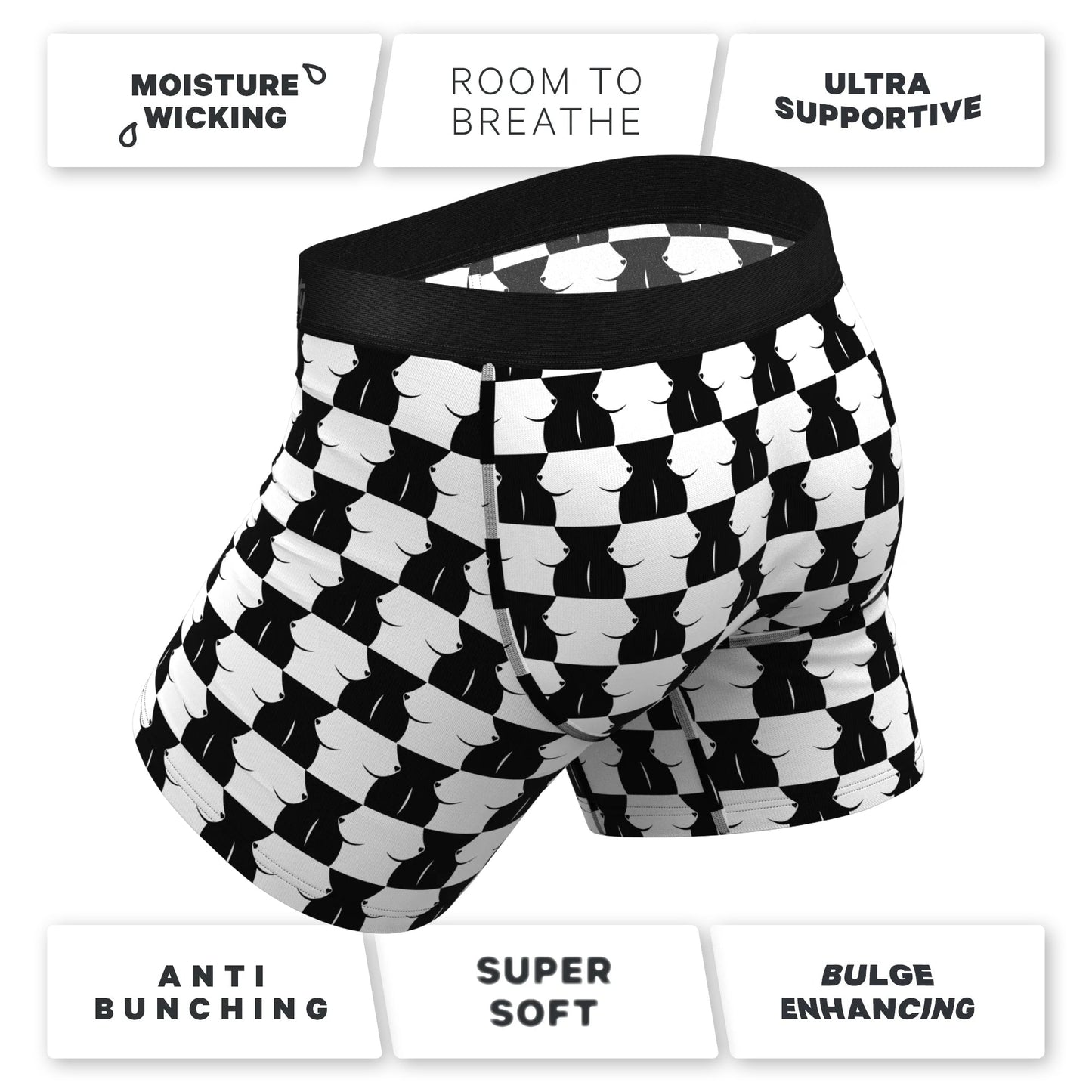 SHINESTY - THE CHEST MATE CHECKERED BALL HAMMOCK POUCH UNDERWEAR WITH FLY 2XL