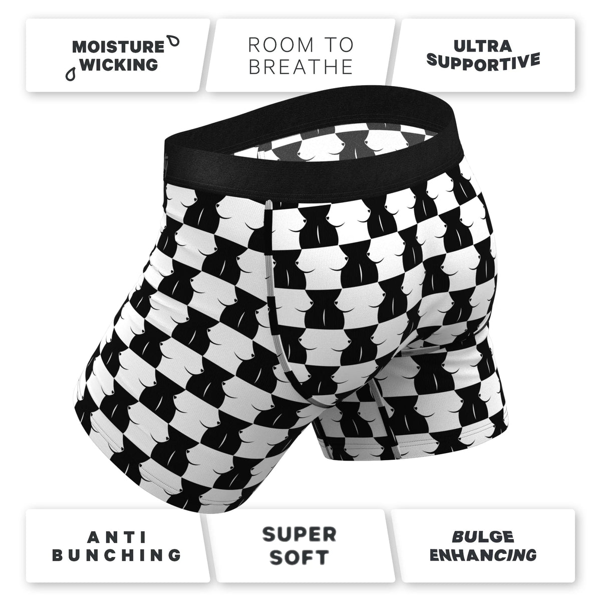 SHINESTY - THE CHEST MATE CHECKERED BALL HAMMOCK POUCH UNDERWEAR WITH FLY