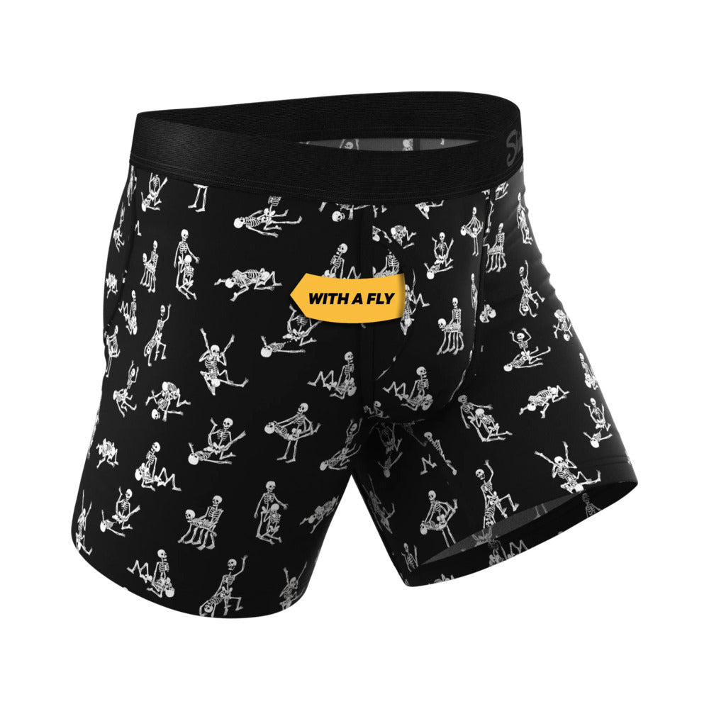 SHINESTY THE BARE BACK BONES GLOW-IN-THE-DARK SKELETONS BALL HAMMOCK POUCH UNDERWEAR WITH FLY M