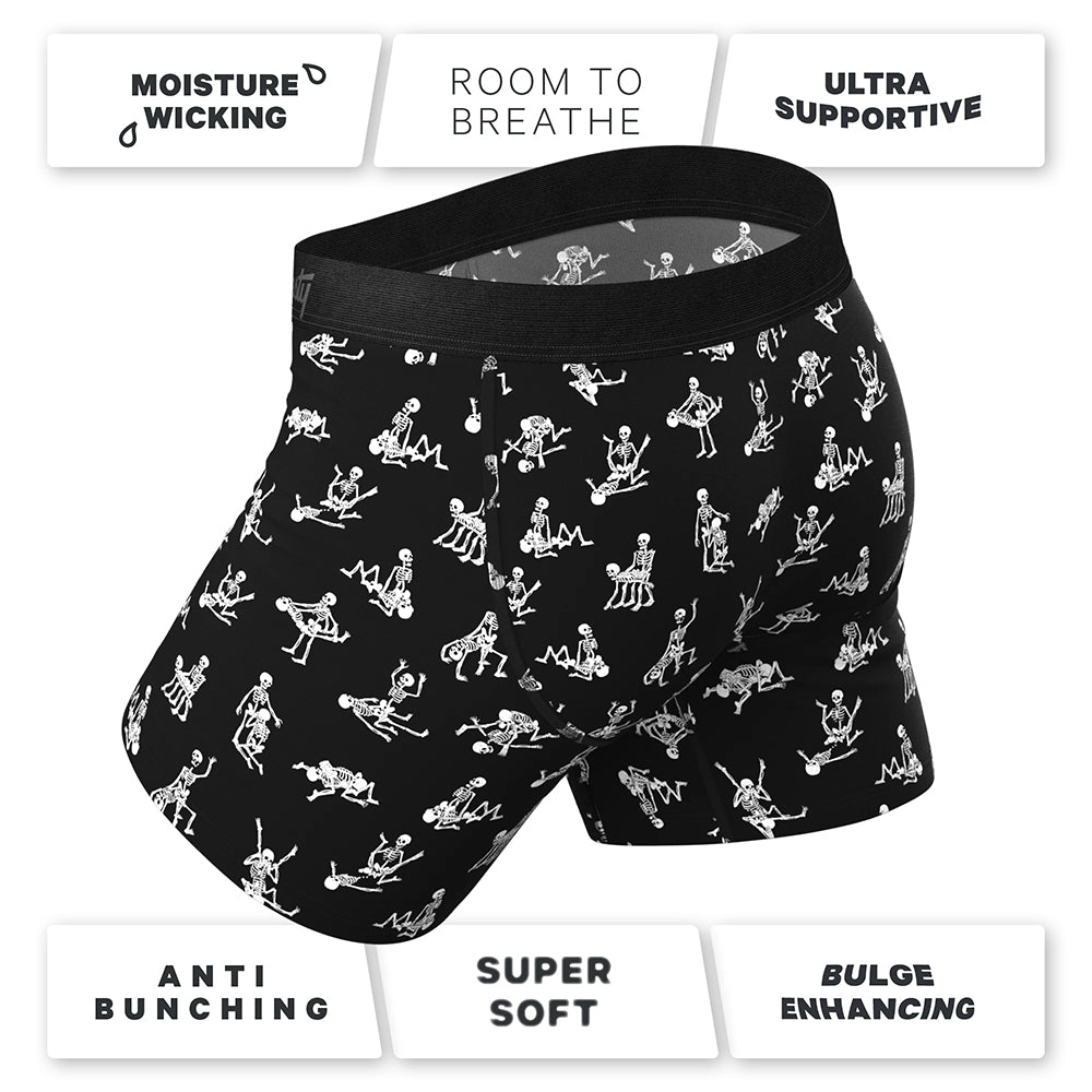 SHINESTY - THE BARE BACK BONES GLOW IN THE DARK SKELETONS BALL HAMMOCK POUCH UNDERWEAR WITH FLY