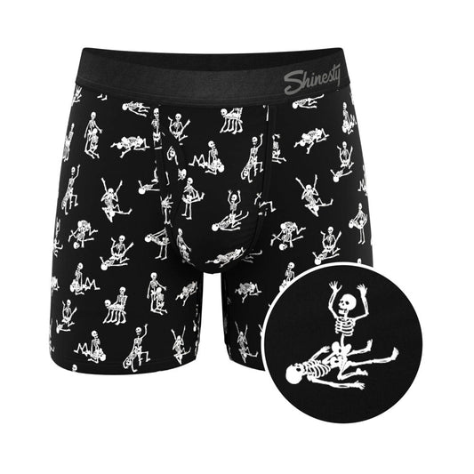 SHINESTY - THE BARE BACK BONES GLOW-IN-THE-DARK SKELETONS BALL HAMMOCK POUCH UNDERWEAR WITH FLY 2XL