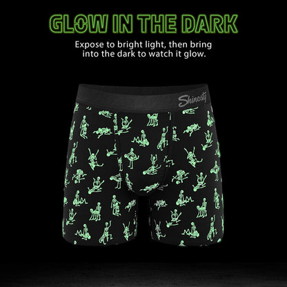 SHINESTY - THE BARE BACK BONES GLOW-IN-THE-DARK SKELETONS BALL HAMMOCK POUCH UNDERWEAR WITH FLY 2XL