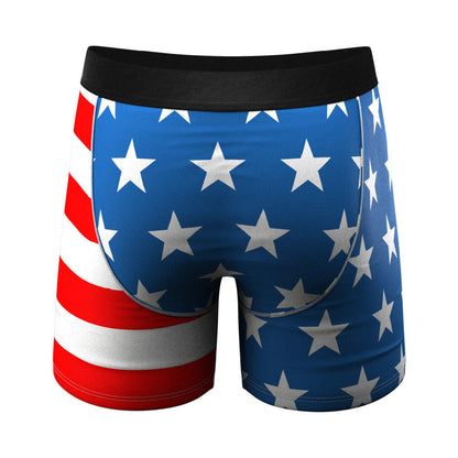 SHINESTY - THE MASCOT AMERICAN FLAG BALL HAMMOCK POUCH UNDERWEAR WITH FLY