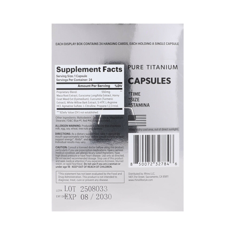 RHINO - PURE TITANIUM CAPSULES 24-PACK DISPLAY