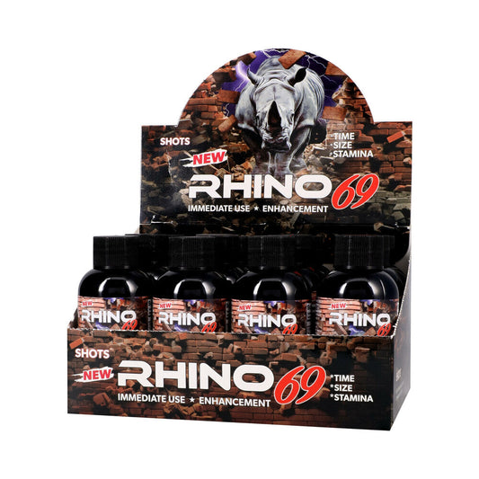 RHINO - 69 LIQUID SHOTS 2 OZ. BOTTLES 12-PACK DISPLAY