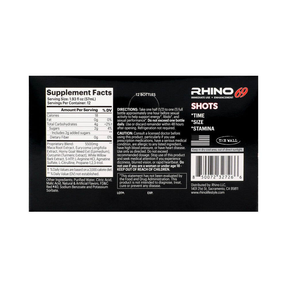 RHINO - 69 LIQUID SHOTS 2 OZ. BOTTLES 12-PACK DISPLAY