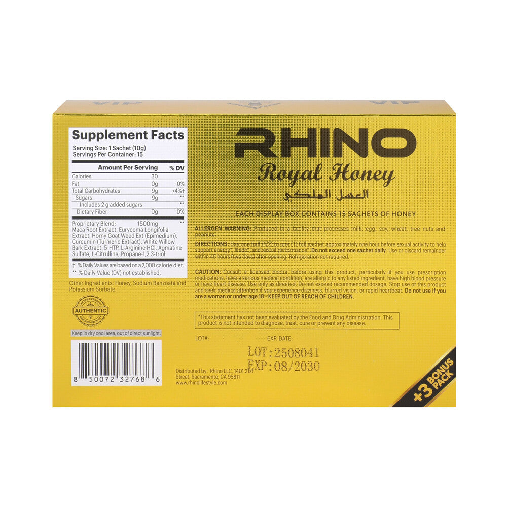 RHINO - ROYAL HONEY 15-PACK DISPLAY