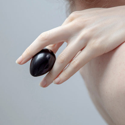 CHAKRUBS - XAGA YONI EGG OBSIDIAN (NON-DRILLED)