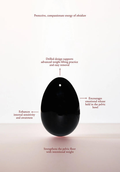 CHAKRUBS - XAGA YONI EGG OBSIDIAN (DRILLED)