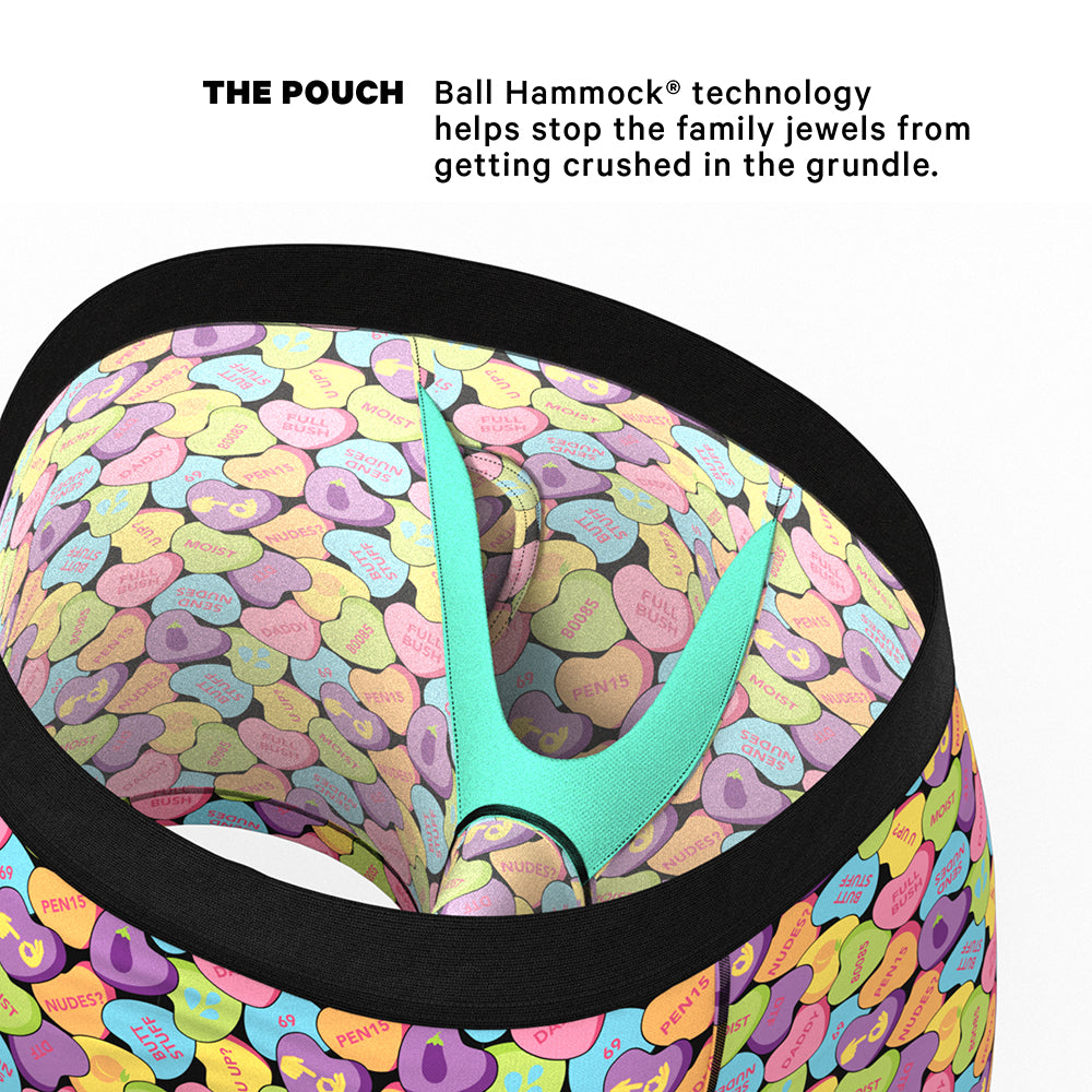 THE CANDY CRUSH CANDY HEARTS BALL HAMMOCK POUCH UNDERWEAR WITH FLY