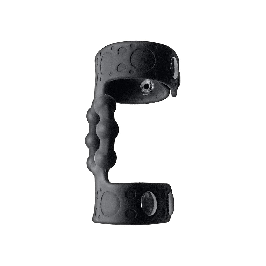 MAGIC BEADED COCK RING&ADJUSTABLE BALL STRAPS BLACK