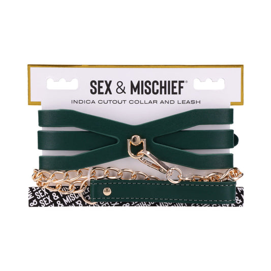 SPORTSHEETS - SEX & MISCHIEF INDICA CUTOUT COLLAR AND LEASH